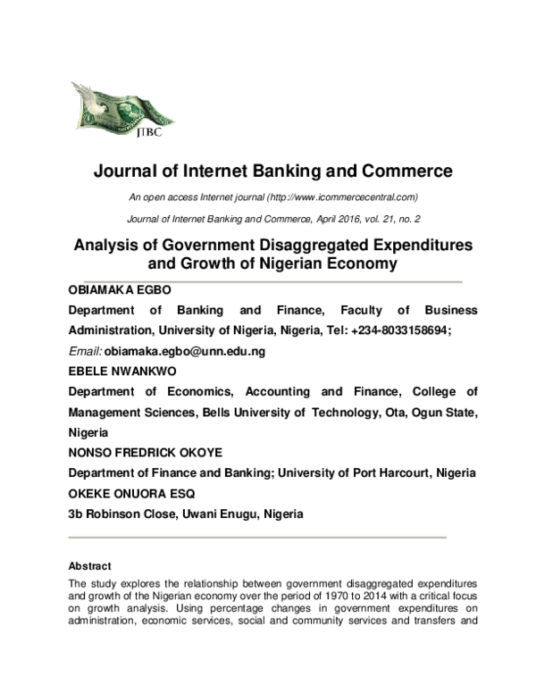 (PDF) Analysis of Government Disaggregated Expenditures and Growth of ...