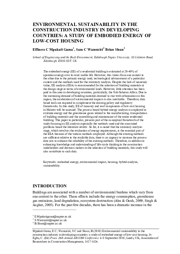 (PDF) Environmental sustainability in the construction Industry in ...