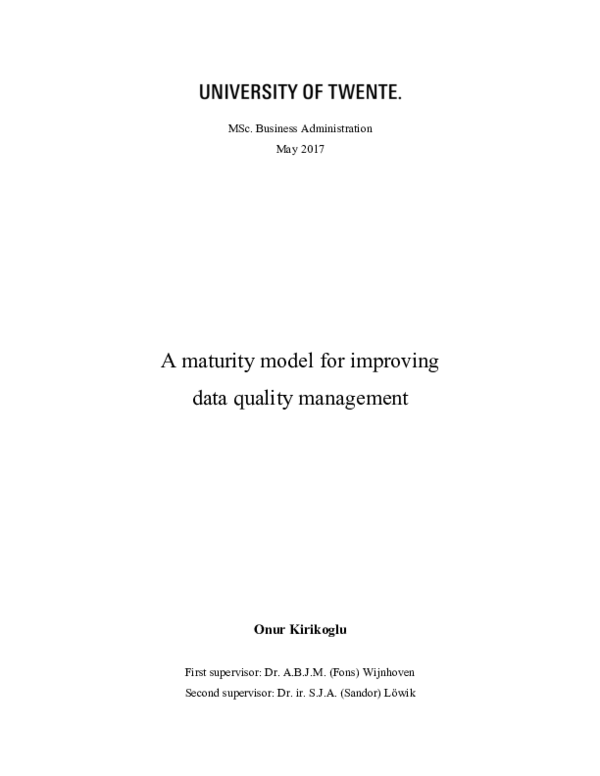 (PDF) A maturity model for improving data quality management