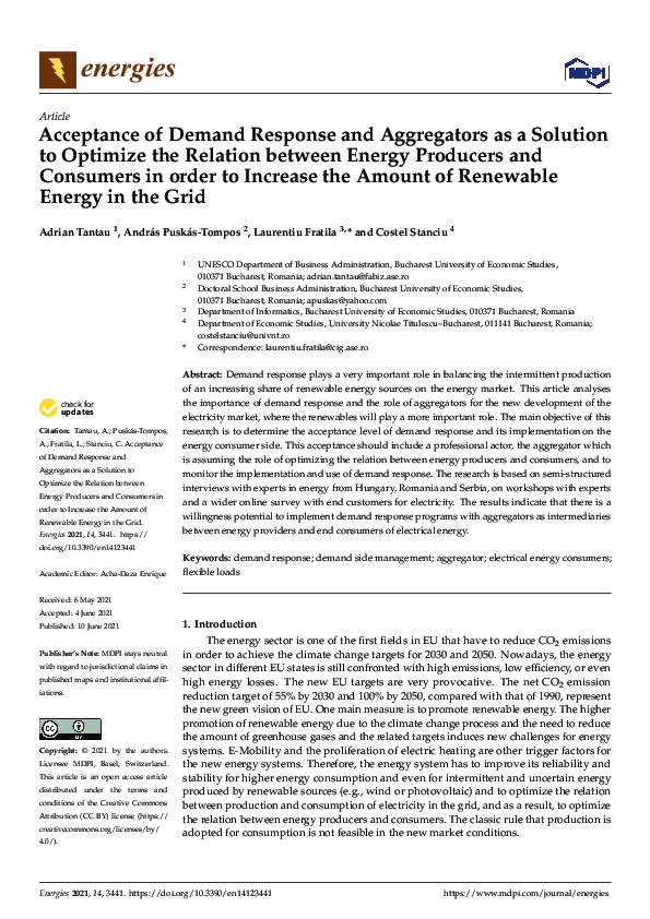 (PDF) Acceptance of Demand Response and Aggregators as a Solution to ...