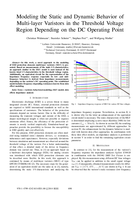 (PDF) Modeling the static and dynamic behavior of multi-layer varistors ...