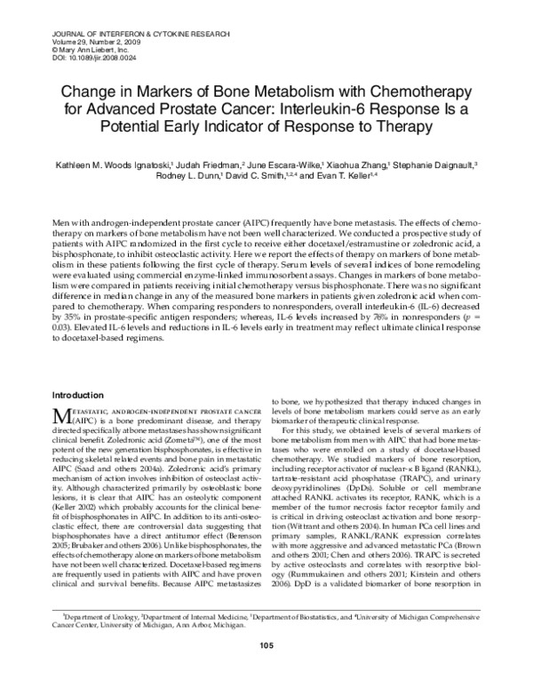 (PDF) Change in markers of bone metabolism with chemotherapy for ...