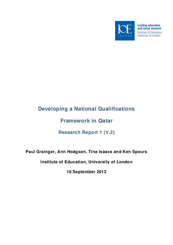 (PDF) Developing a National Qualifications Framework in Qatar Research ...