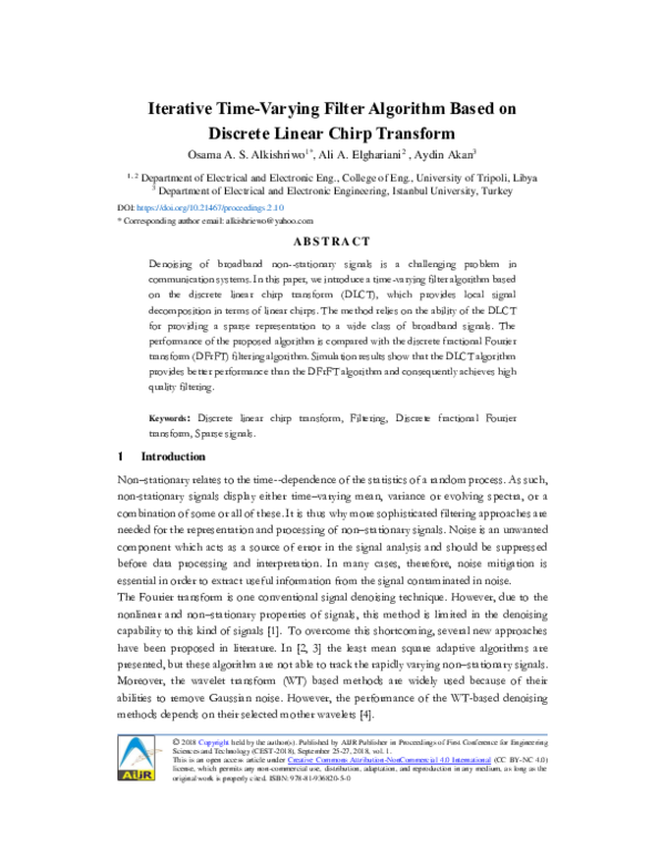 (PDF) Iterative Time-Varying Filter Algorithm Based On Discrete Linear ...