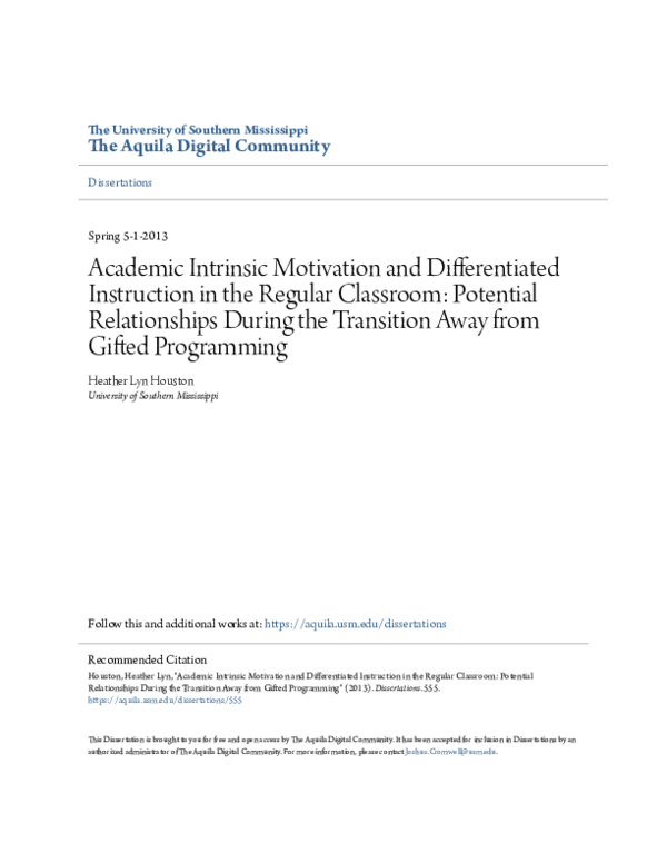 (PDF) Academic intrinsic motivation and differentiated instruction in ...