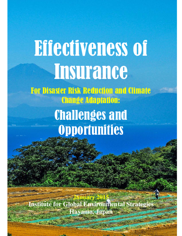 (PDF) Effectiveness of Insurance for Disaster Risk Reduction and ...