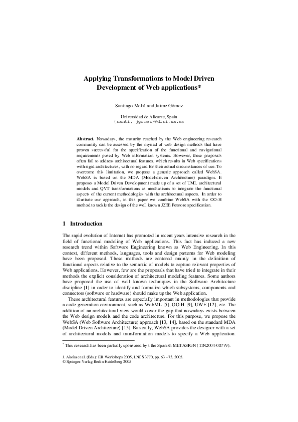 (PDF) Applying Transformations to Model Driven Development of Web ...