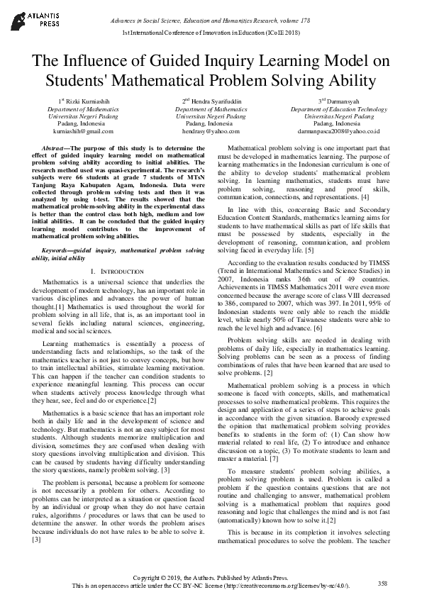 (PDF) The Influence of Guided Inquiry Learning Model on Students ...