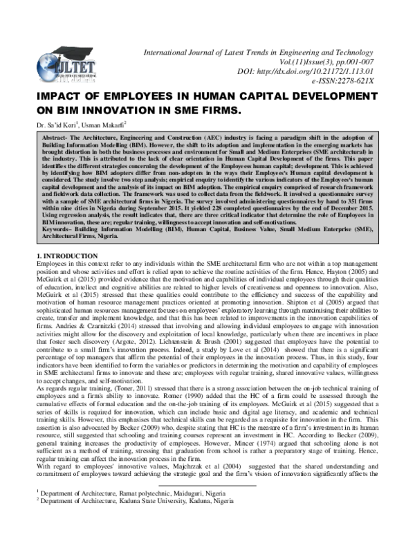(PDF) Impact of Employees in Human Capital Development on Bim ...