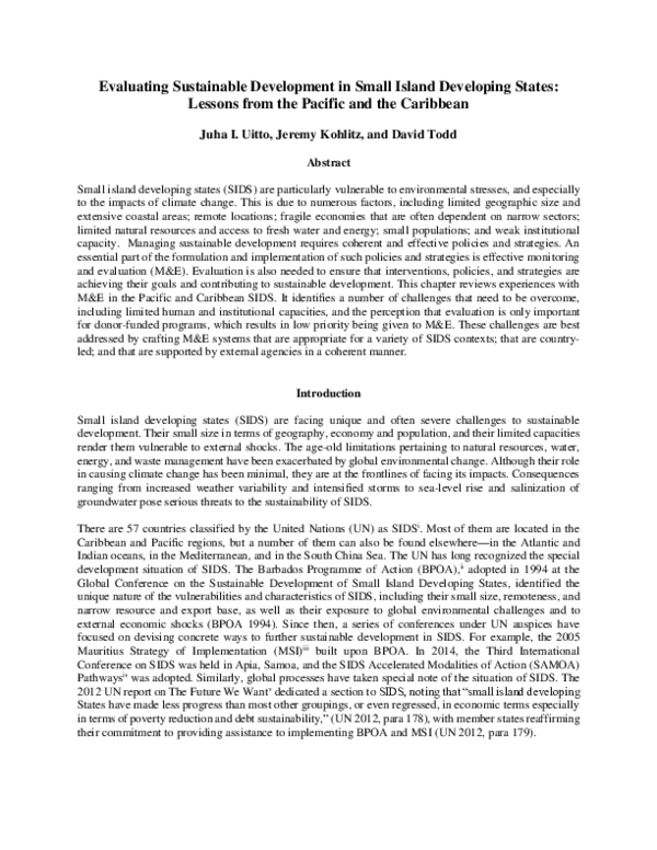 (PDF) Evaluating Sustainable Development in Small Island Developing ...