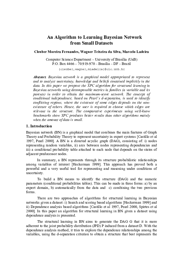 (PDF) An Algorithm to Learning Bayesian Network from Small Datasets