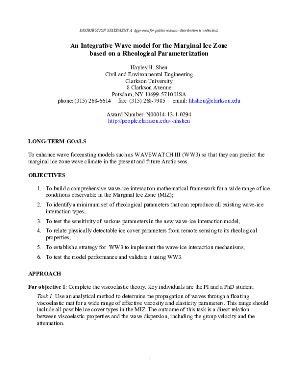 (PDF) An Integrative Wave Model for the Marginal Ice Zone based on a ...