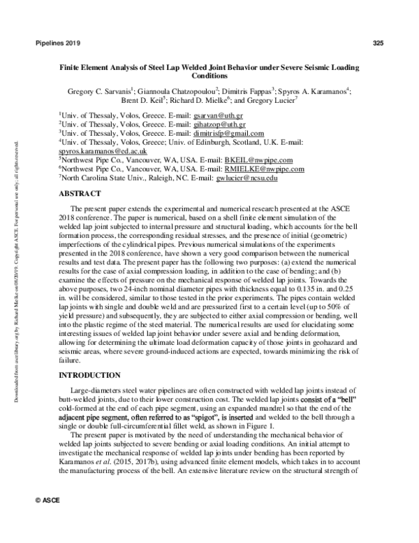 (PDF) Finite Element Analysis of Steel Lap Welded Joint Behavior under ...