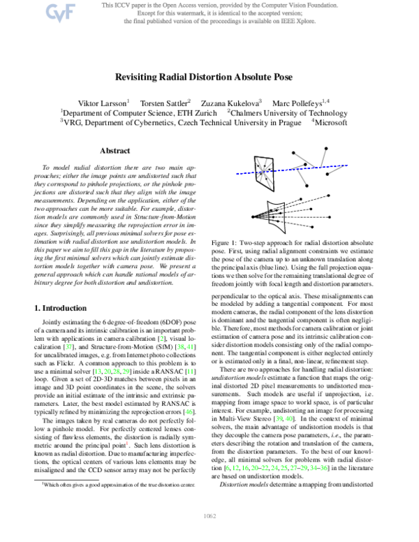(PDF) Revisiting Radial Distortion Absolute Pose