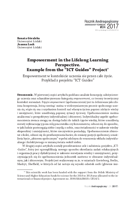(PDF) Empowerment in the Lifelong Learning Perspective. Example from ...