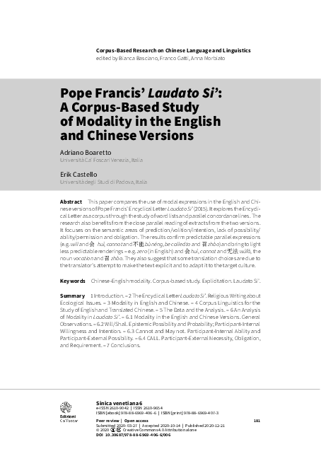 (PDF) Pope Francis’ Laudato Si’: A Corpus-Based Study of Modality in ...