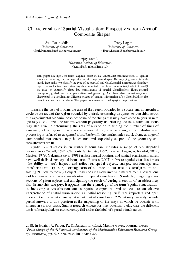 (PDF) Characteristics of spatial visualisation: Perspectives from area ...