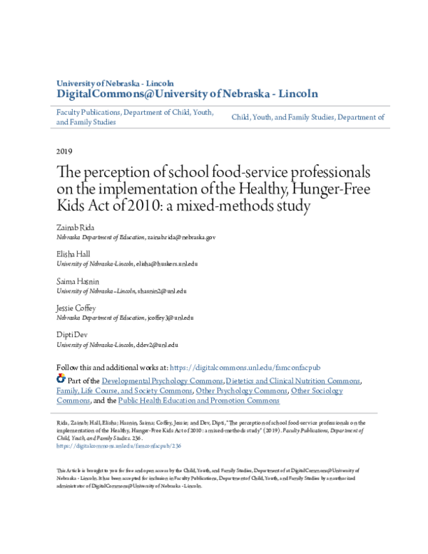 (PDF) The perception of school food-service professionals on the ...