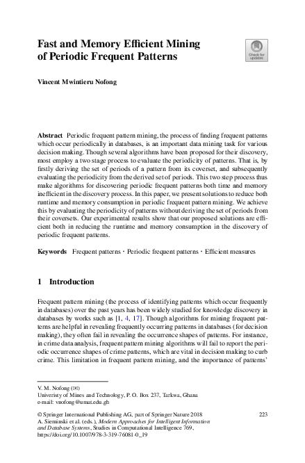 (PDF) Fast and Memory Efficient Mining of Periodic Frequent Patterns