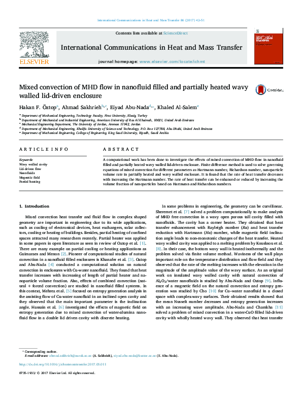 (PDF) Mixed convection of MHD flow in nanofluid filled and partially ...