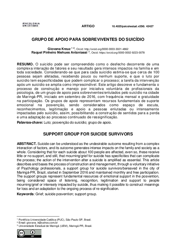 (PDF) Support Group for Suicide Survivors