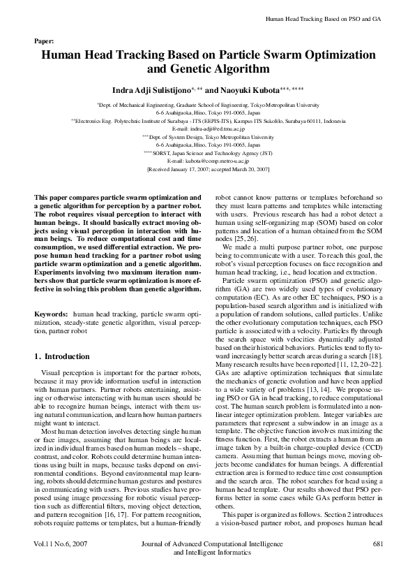 (PDF) Human Head Tracking Based on Particle Swarm Optimization and ...
