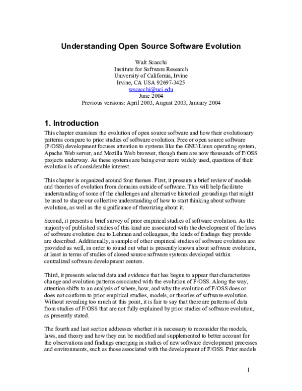 (PDF) Understanding Open Source Software Evolution: Do we need new la