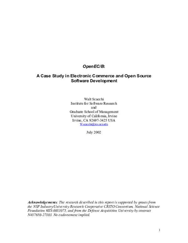 (PDF) A Case Study in Electronic Commerce and Open Source Software ...