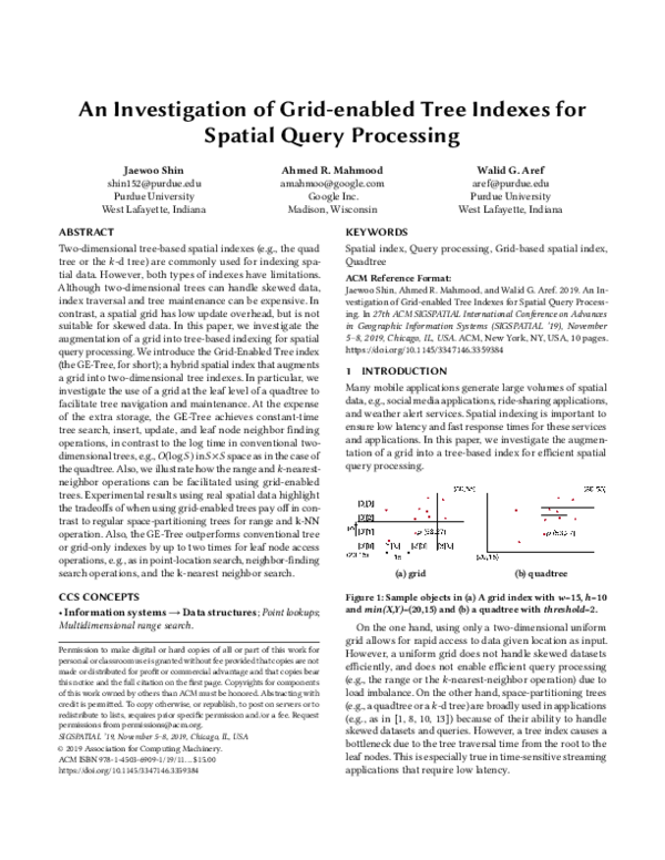 (PDF) An Investigation of Grid-enabled Tree Indexes for Spatial Query ...