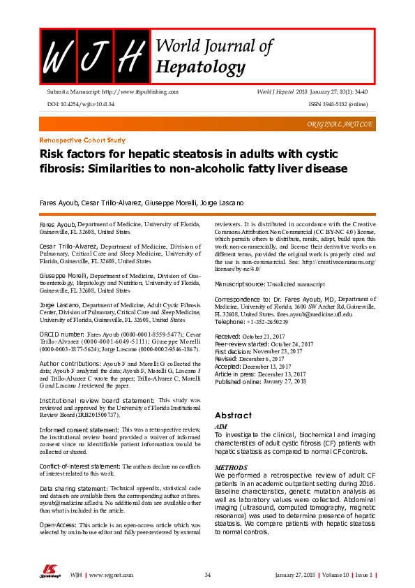 (PDF) Risk factors for hepatic steatosis in adults with cystic fibrosis ...