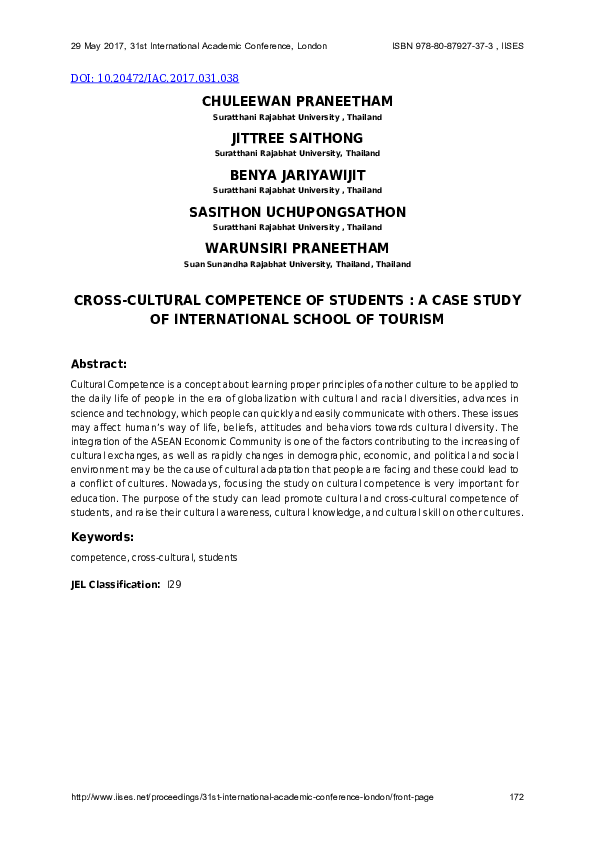(PDF) Cross-Cultural Competence Of Students : A Case Study Of ...