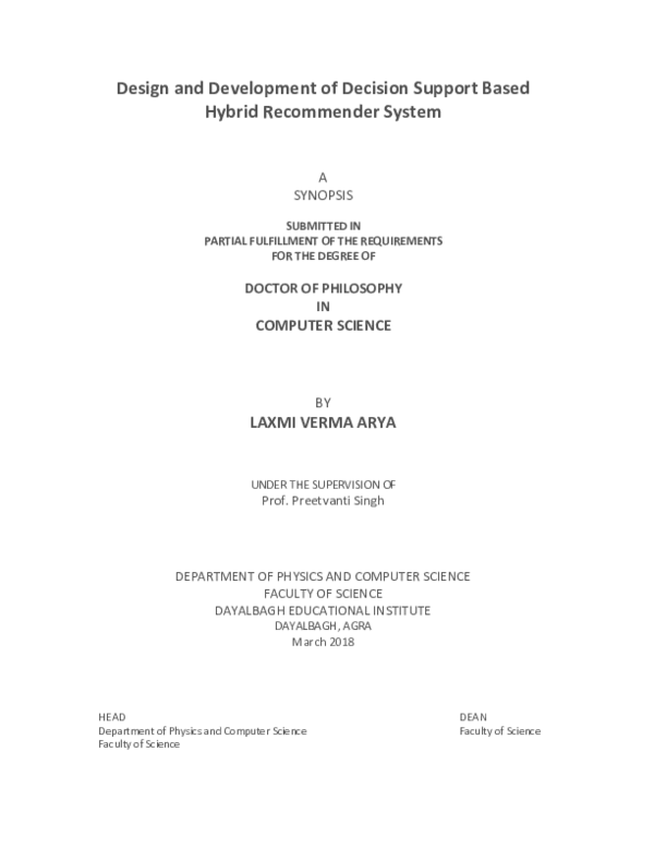 (PDF) Design and Development of Decision Support Based Hybrid ...