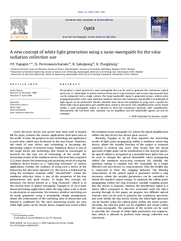 (PDF) A new concept of white light generation using a nano-waveguide ...