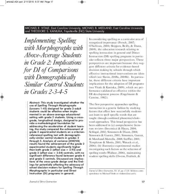 (PDF) Implementing Spelling with Morphographs with AboveAverage