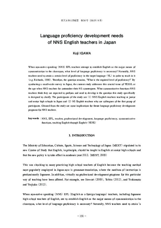 (PDF) Language proficiency development needs of NNS English teachers in ...