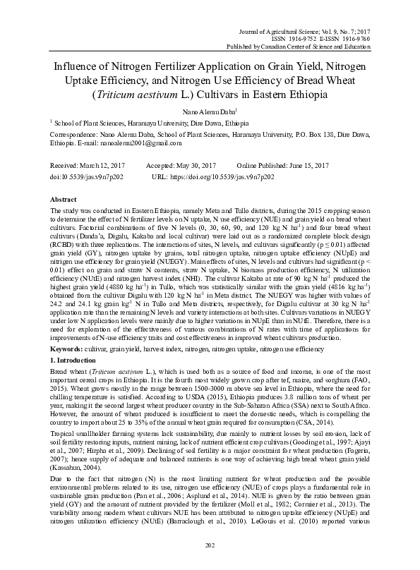 (PDF) Influence of Nitrogen Fertilizer Application Practices on Nitrous ...