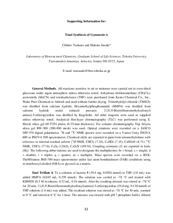 (PDF) Total Synthesis of Gymnocin-A