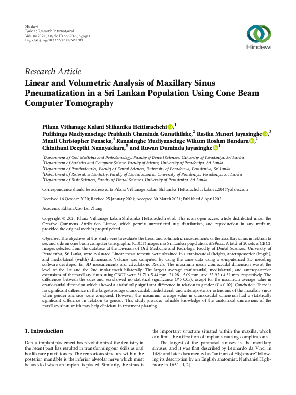 (PDF) Linear and Volumetric Analysis of Maxillary Sinus Pneumatization ...
