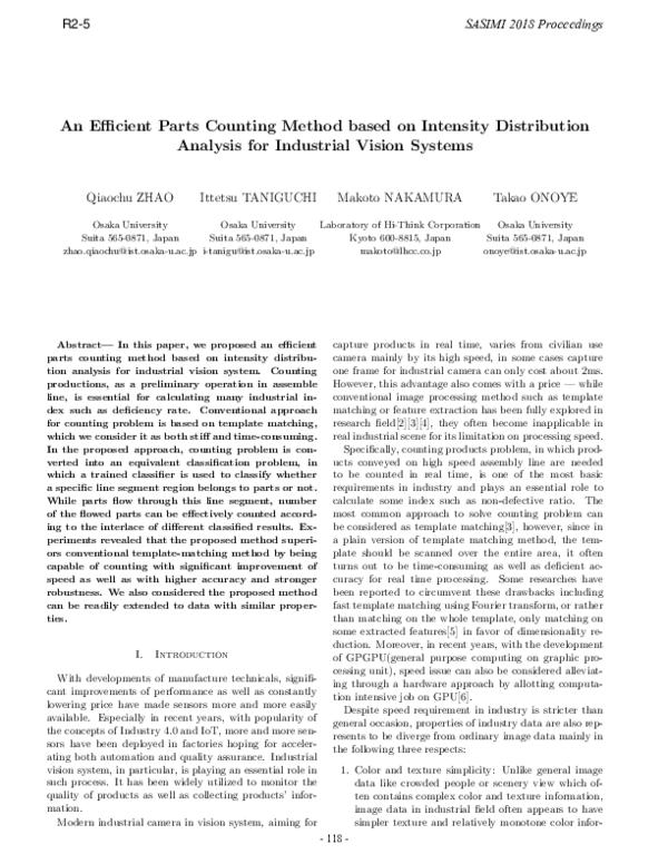 (PDF) An Efficient Parts Counting Method based on Intensity ...