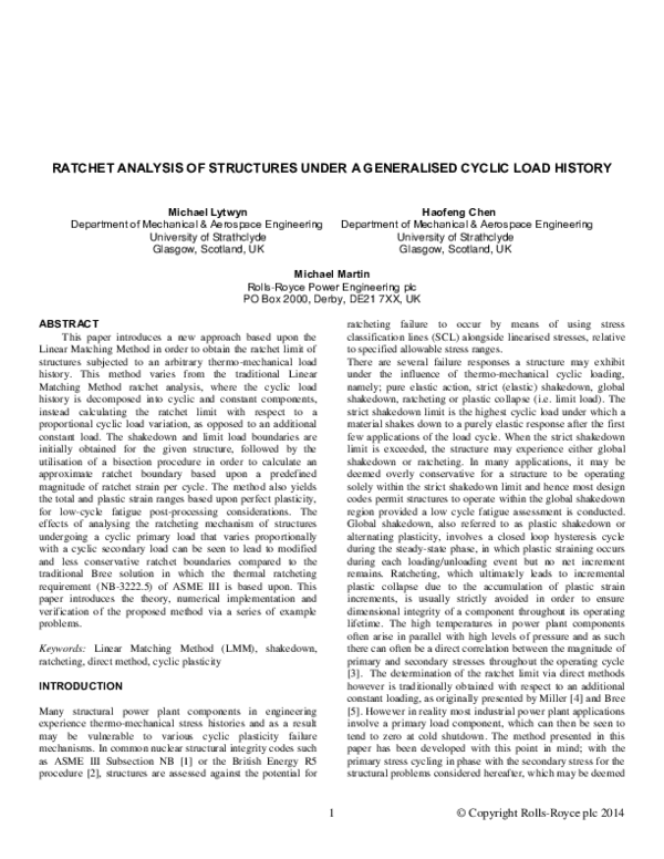 (PDF) Ratchet Analysis of Structures Under a Generalised Cyclic Load ...