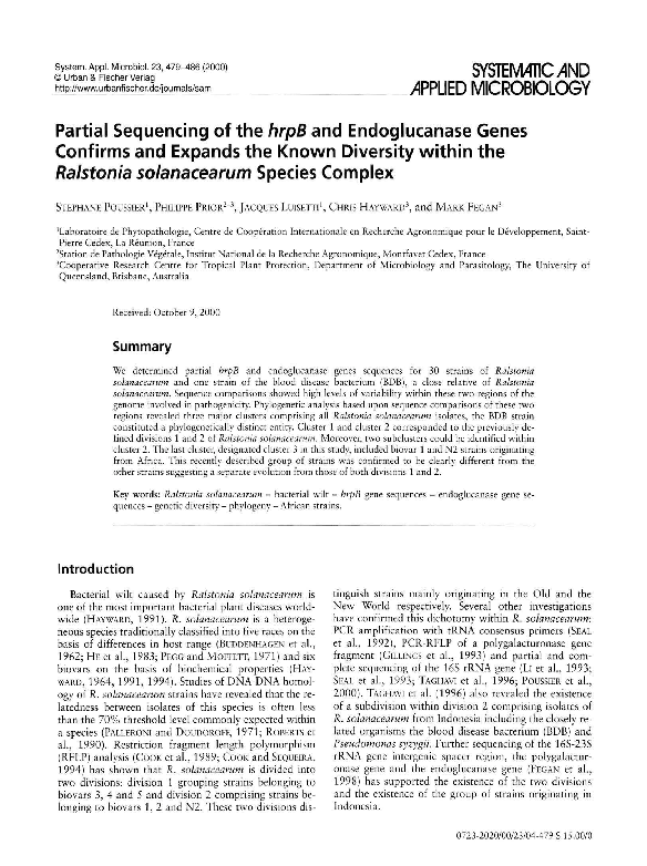 (PDF) Partial Sequencing of the hrpB and Endoglucanase Genes Confirms ...