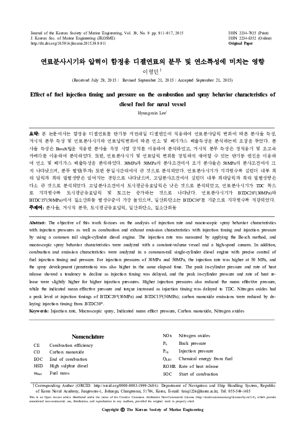 (PDF) Effect of fuel injection timing and pressure on the combustion ...