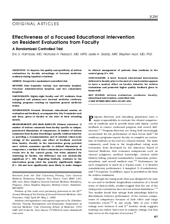 (PDF) Effectiveness of a focused educational intervention on resident ...