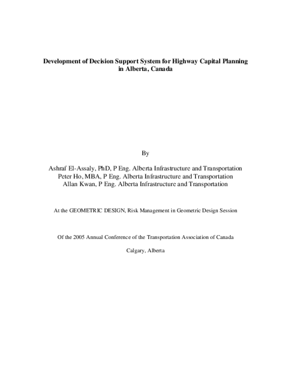 (PDF) Development of Decision Support System for Highway Capital ...