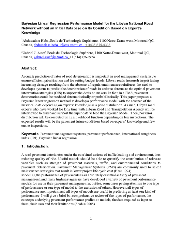 (PDF) Bayesian linear regression performance model for the libyan ...