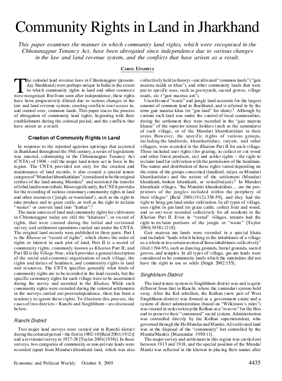 (PDF) Community Rights in Land in Jharkhand