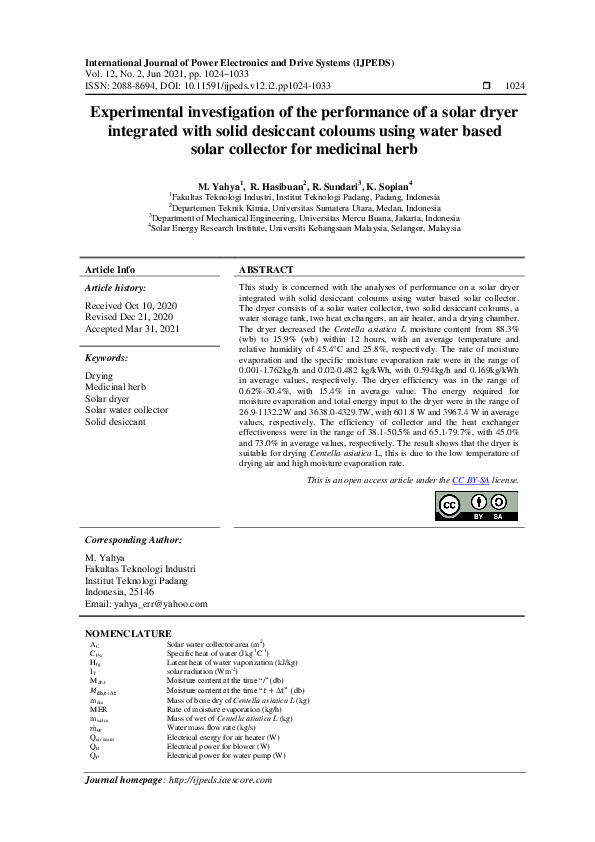 (PDF) Experimental investigation of the performance of a solar dryer ...