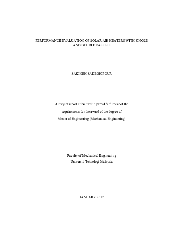 (PDF) Performance evaluation of solar air heaters with single and ...