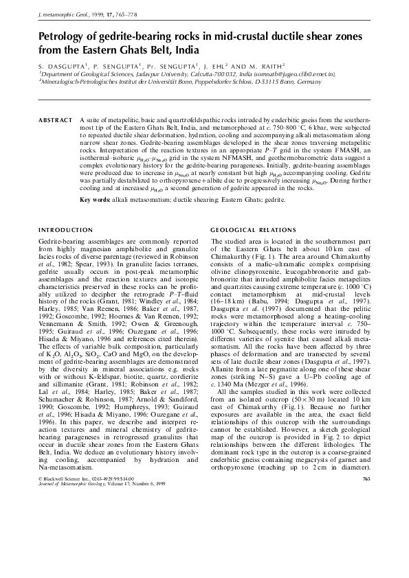 (PDF) Petrology of gedrite-bearing rocks in mid-crustal ductile shear ...