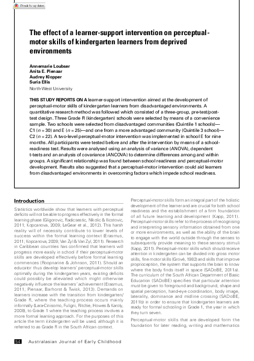 (PDF) The Effect of a Learner-Support Intervention on Perceptual-Motor ...